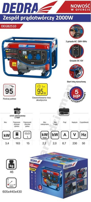DEDRA DEGB2510 GENERÁTOR GENERÁTOR S AVR DEDRA DEGB2510 POWER 2.2kW 2200W EWIMAX OFICIÁLNÍ DISTRIBUTOR - AUTORIZOVANÝ PRODEJCE DEDRA 