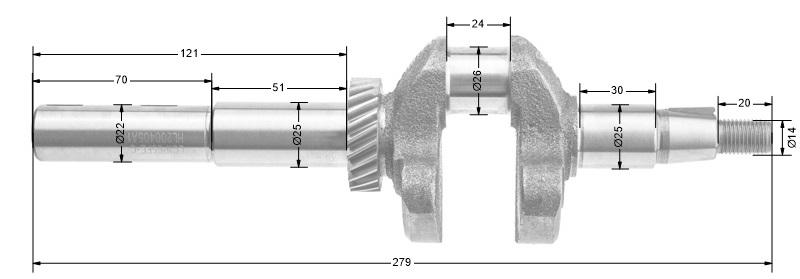Wał korbowy Loncin LC1P65FE CZĘŚĆ ORYGINALNA 130290441-0001