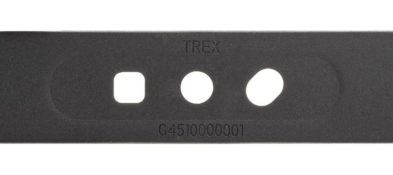 Nóż kosiarki Cedrus 480285 – zbliżenie: otwór centralny 14 mm i otwory boczne