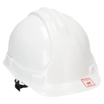 DEDRA BH1087 White Construction Safety Helmet with a 4-point strap, work helmet