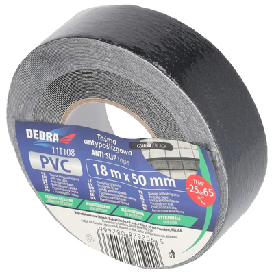 DEDRA 11T108 Taśma antypoślizgowa 50mmx18m czarna schodowa samoprzylepna PVC