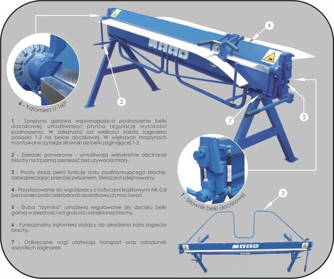 MAAD ZG-2500/0.7mm ZAGINARKA GIĘTARKA KRAWĘDZIARKA DEKARSKA DO BLACHY Z CIĘCIEM MAAD ZG-2500/0.7 mm