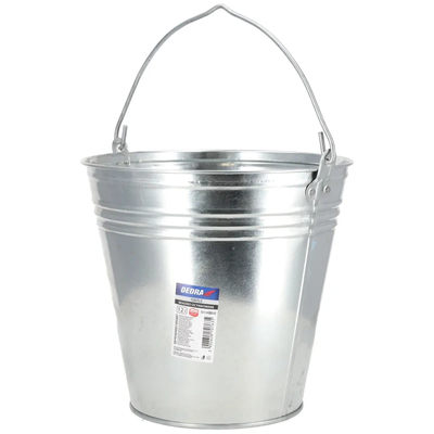DEDRA 15B153 12L Galvanized Bucket—Small Metal Bucket for Household, Construction, and Gardening Use with a Handle