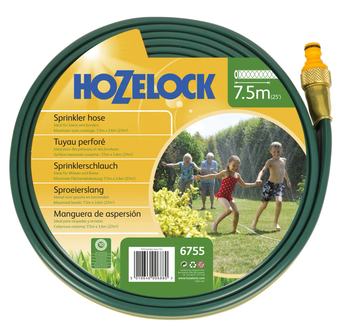 Hozelock 6755 wąż zraszający 7,5 m płaski perforowany do nawadniania ogrodu