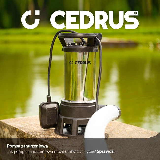 CEDRUS PZ1100 POMPA ZANURZENIOWA ZATAPIALNA DO WODY BRUDNEJ CZYSTEJ OGRODOWA INOX 1100W 20000 l/h - EWIMAX - OFICJALNY DYSTRYBUTOR - AUTORYZOWANY DEALER CEDRUS