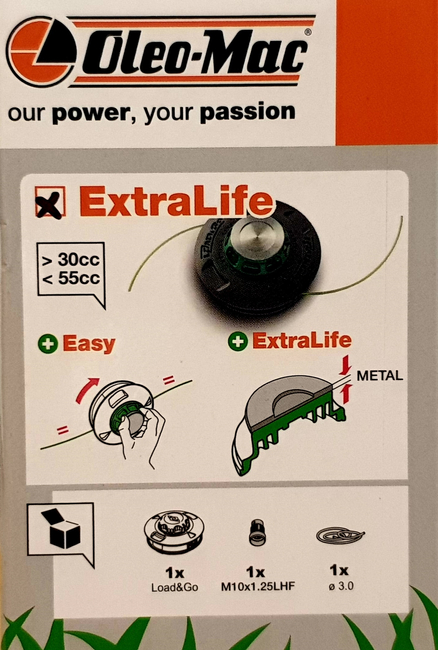 OLEO-MAC LOAD&GO 130mm x 3mm EXTRALIFE M10x1.25 LHF BLADING HEAD s kovovým knoflíkem EFCO 63129015 - OFICIÁLNÍ DISTRIBUTOR - AUTORIZOVANÝ PRODEJCE OLEO MAC