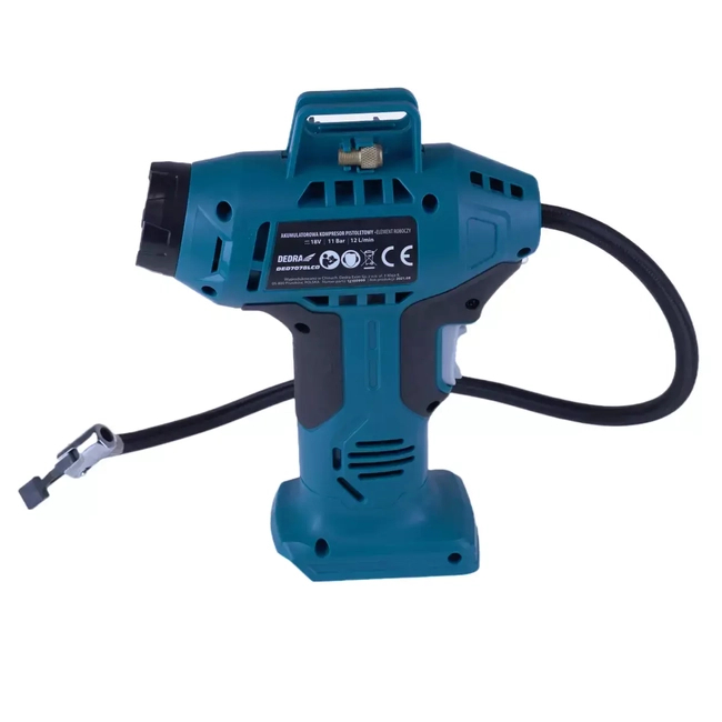KOMPRESOREK, POMPKA PISTOLETOWA AKUMULATOROWA 18V DEDRA SAS+ALL DED7078 LCD 11BAR, Z WYŚWIELTACZEM LCD