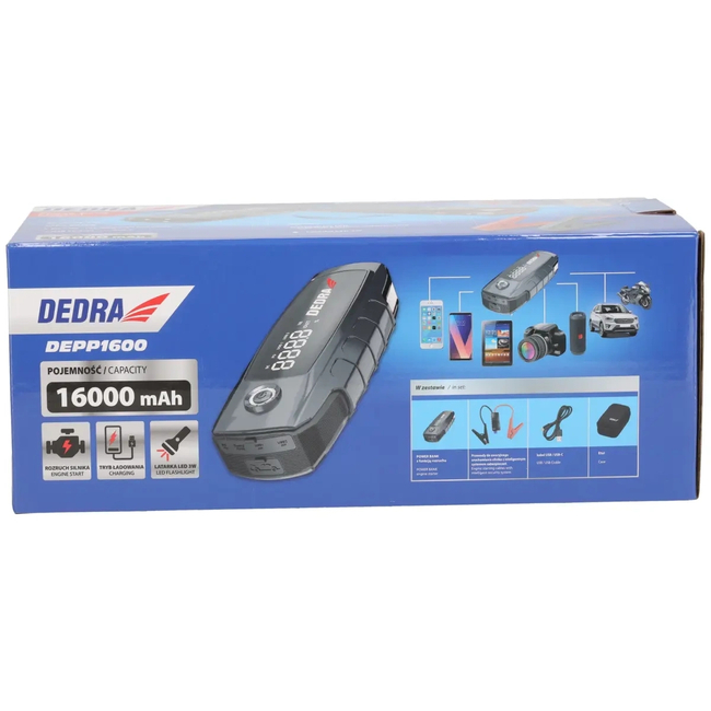 Powerbank with motor start function 16000mAh, LCD display