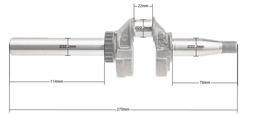Wał korbowy B&S Series 450 500 550 OHV oryginał 590538 - widok z boku