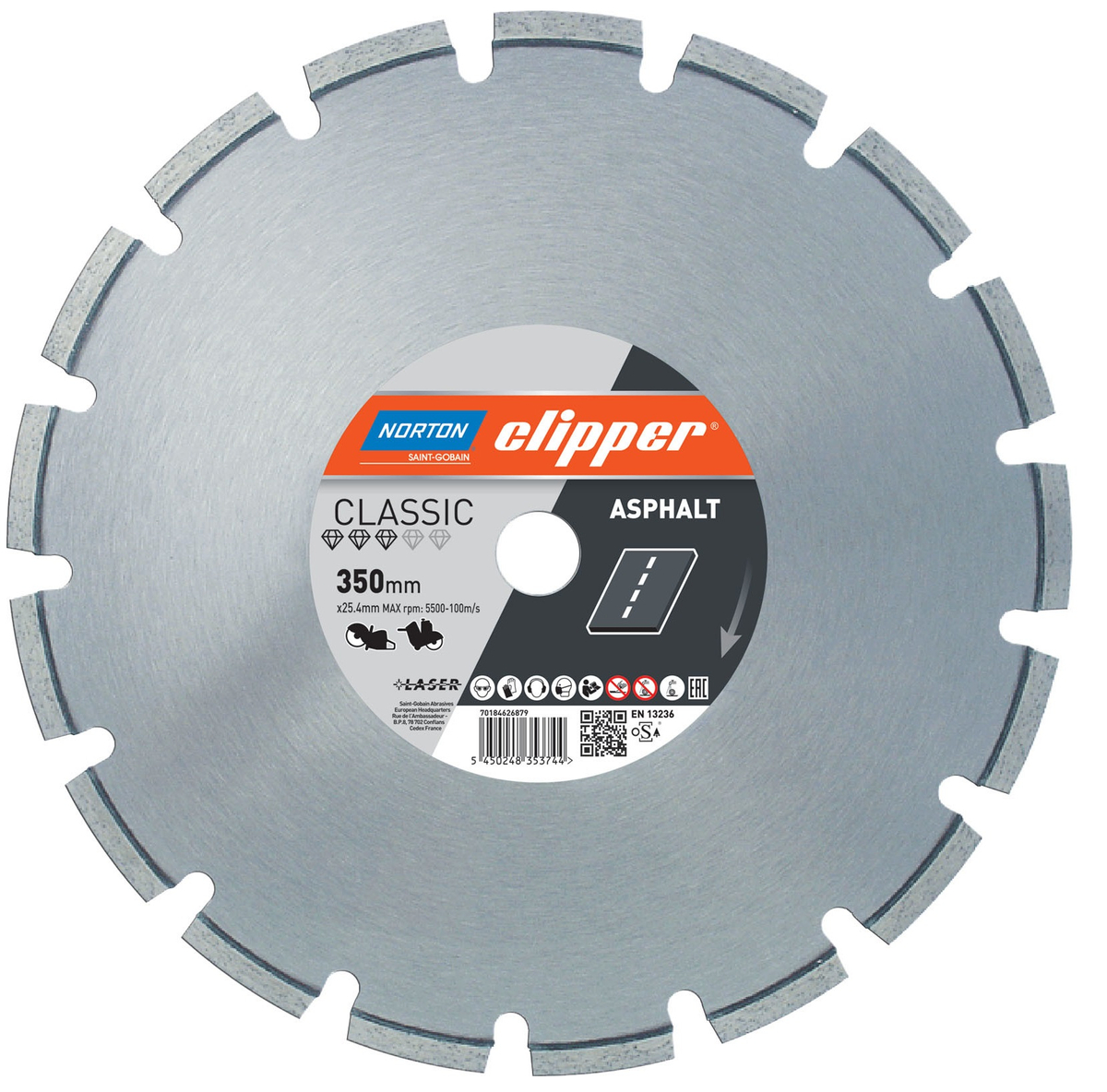 NORTON CLIPPER TARCZA DIAMENTOWA NORTON CLASSIC ASPHALT LASER 350 MM X 25,4 MM DO ASFALTU do NORTON CLIPPER C51 OFICJALNY DYSTRYBUTOR - AUTORYZOWANY