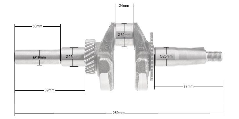 Wał korbowy Weima WM170F/P — wymiary i czopy wału do GL11/GLX720