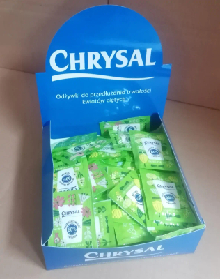 CHRYSAL CLEAR BIO 100 szt odżywka pokarm do kwiatów ciętych saszetki 0,5 L OO-POKUC100.ZIELONE