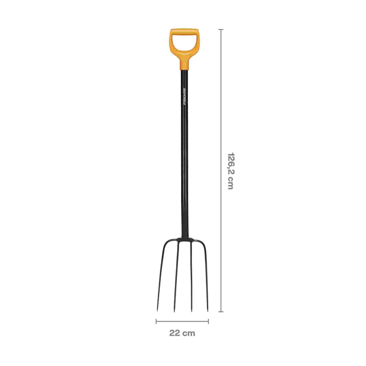 Fiskars Solid 1070674 widły do kompostu – kute zęby, uchwyt D, długość 1262 mm