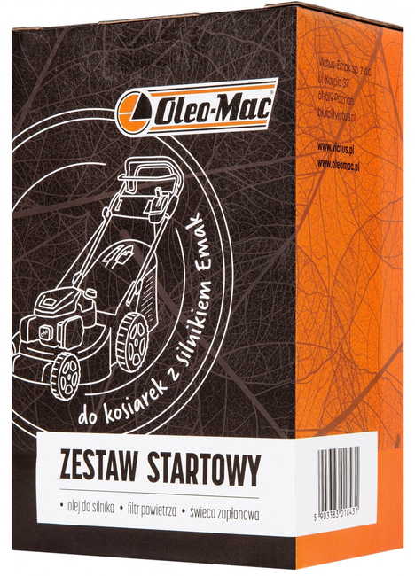 Oleo-Mac ZESTAW STARTOWY SERWISOWY DO KOSIAREK Z SILNIKIEM OLEOMAC / EMAK / LONCIN/ VICTUS / EFCO - FILTR POWIETRZA / ŚWIECA ZAPŁONOWA RN9YC Champion / OLEJ SILNIKOWY 10W30 4T OLEJ SILNIKOWY 10W30 SAE30 0,6 L do silników czterosuwowych