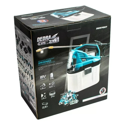 OPRYSKIWACZ OGRODOWY AKUMULATOROWY DEDRA SAS+ALL DED7097 18V, CIŚNIENIE 1,5 BAR, ZBIORNIK 7,5L