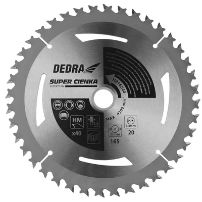 DEDRA HA18524 Kotoučová pila Super Thin na dřevo 185 × 20 × 1,1/1,6, 24 zubů