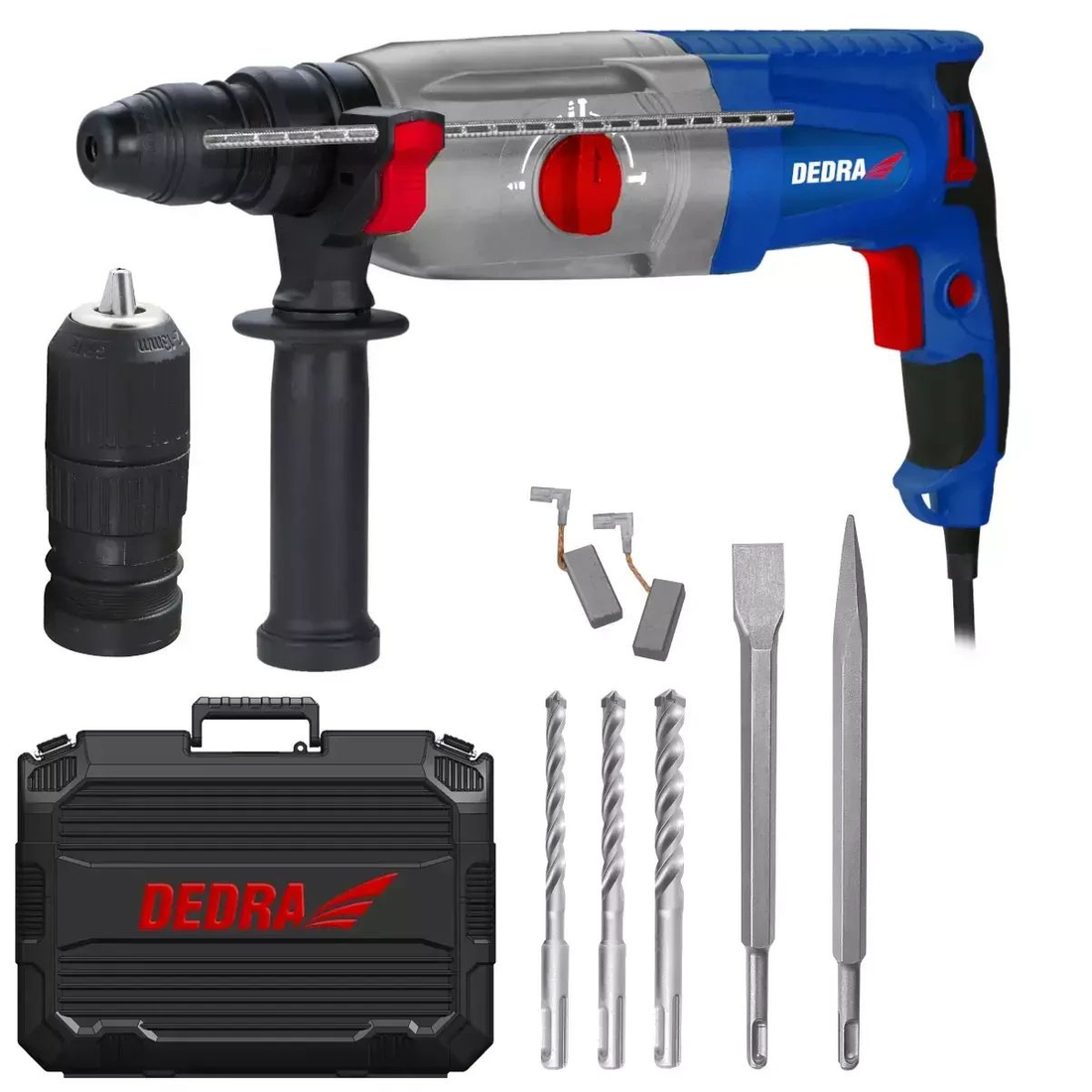 Młotowiertarka Dedra SDS PLUS QC – widok boczny