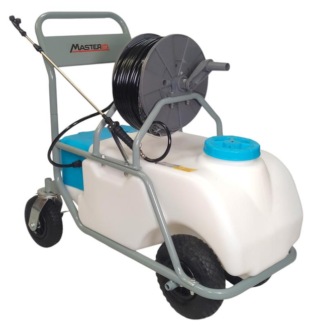 MASTERCUT KF-60-C2 OPRYSKIWACZ WÓZKOWY ELEKTRYCZNY AKUMULATOROWY JEZDNY TACZKOWY WÓZKOWY NA KOŁACH 60L 12V 12AH