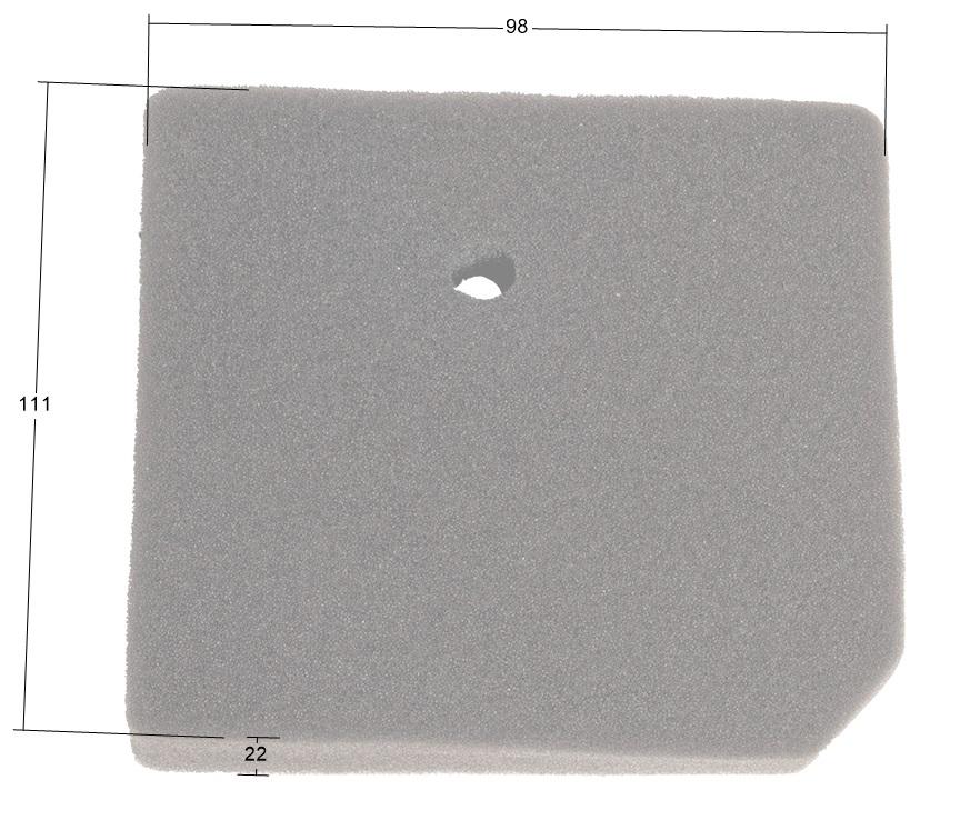 Wymiary filtra powietrza Loncin LC3500i – 111 × 98 × 22 mm