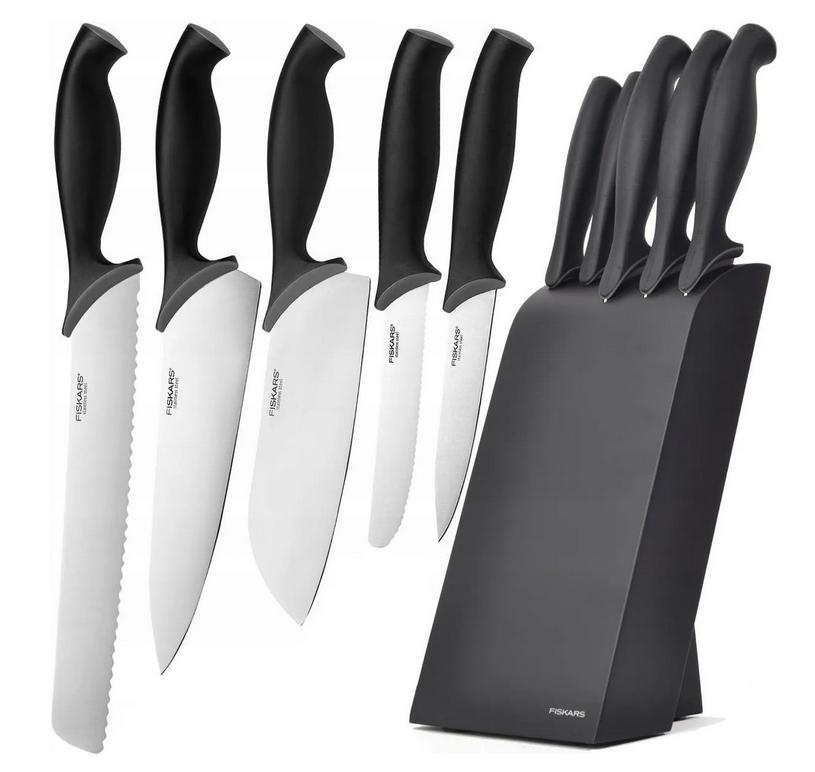 Zestaw 5 noży w bloku FISKARS Control 1073023 czarny – japońska stal 52 HRC