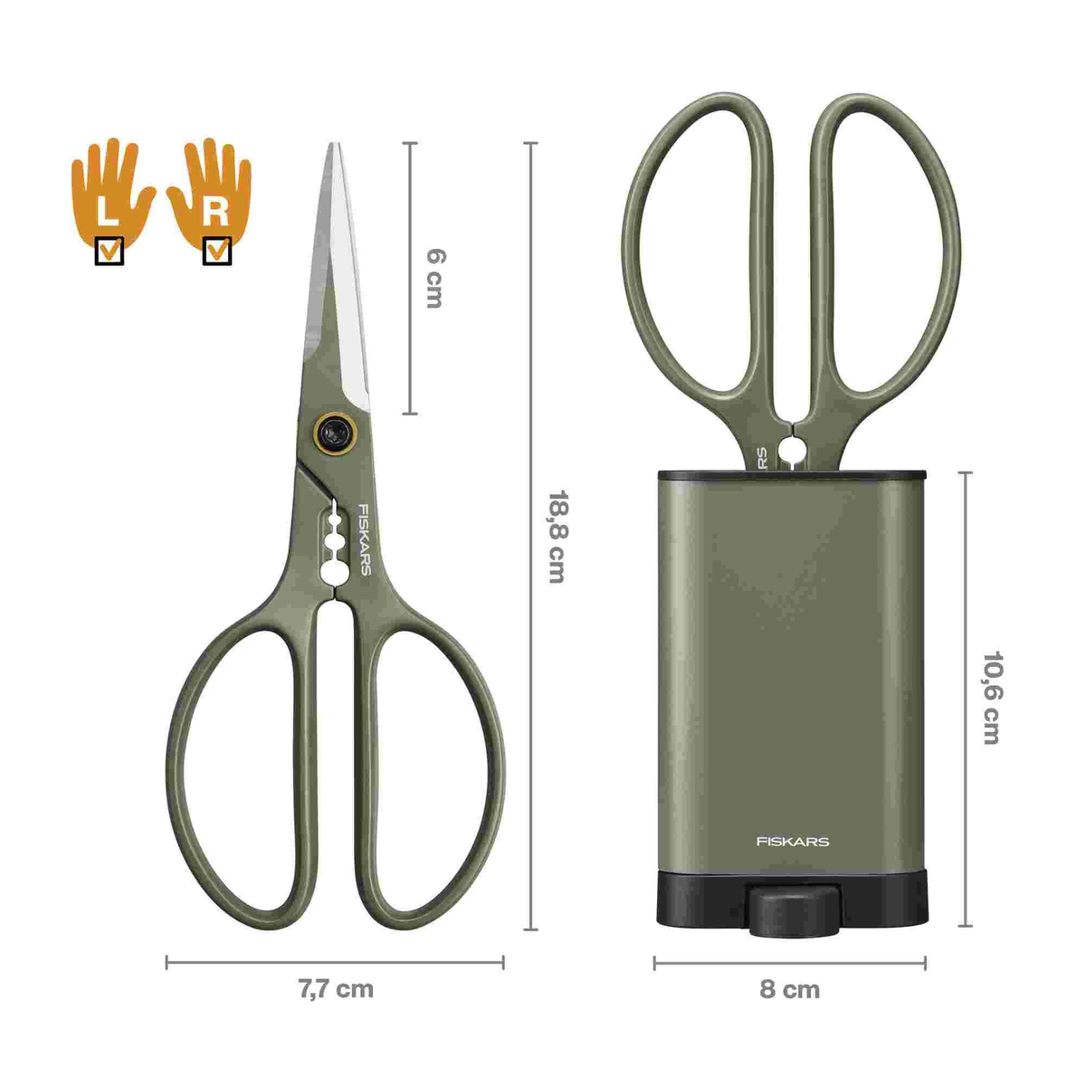 Fiskars Plant Care 1075316 nożyczki do roślin z pojemnikiem samoostrzącym