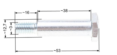 Mower wheel axle length. 59 mm RO314