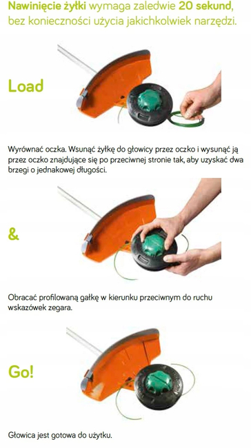 OLEO-MAC LOAD&GO 130mm x 3mm EXTRALIFE M10x1.25 LHF BLADING HEAD s kovovým knoflíkem EFCO 63129015 - OFICIÁLNÍ DISTRIBUTOR - AUTORIZOVANÝ PRODEJCE OLEO MAC