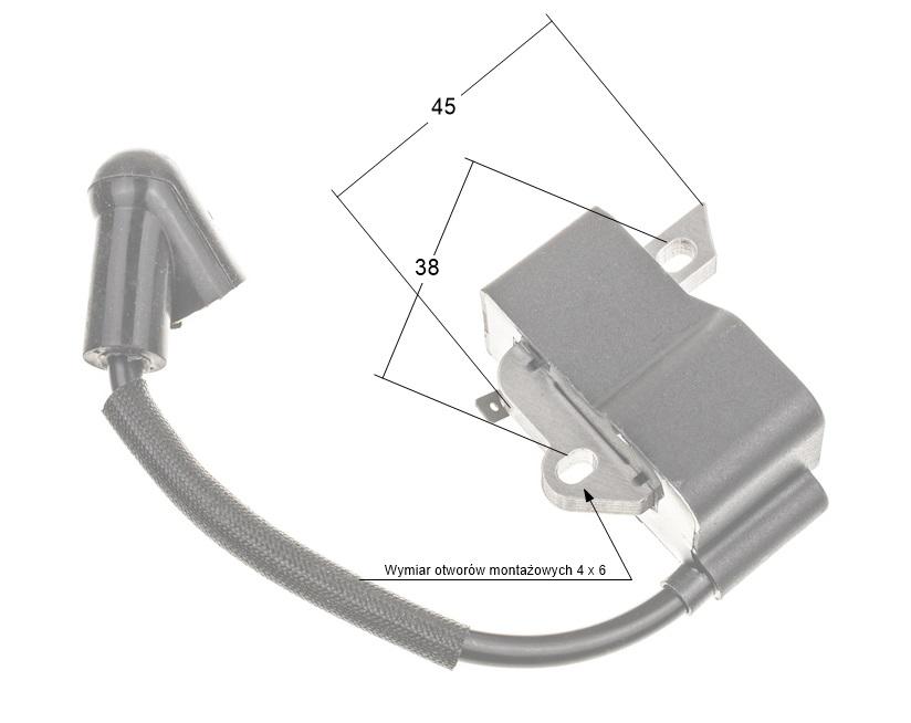 Moduł zapłonowy Oleo‑Mac GS350 490018 – wymiary orientacyjne i mocowania