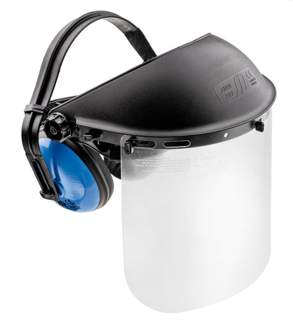 Plexiglas face shield + hearing protectors DP871R+VC85S+EP103