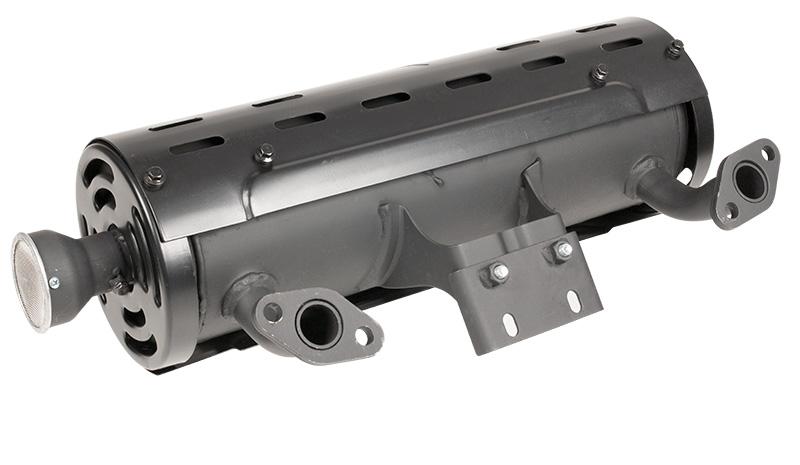 Tłumik Loncin LC2V80(T231) 180572402-0001 – króćce i uchwyty montażowe