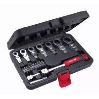 ANGLE WRENCHES WITH RATCHET, DEDRA 17L5001, 6-19MM, CRV, 20PCS, INTERCHANGEABLE HEADS