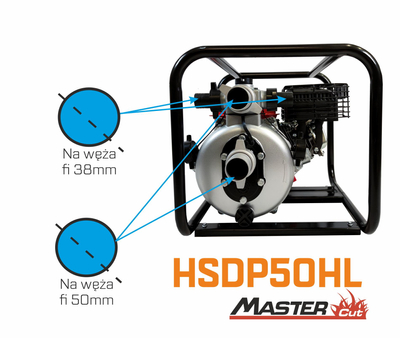 MASTERCUT HSDP50HL 2" MOTOPOMPA POMPA STRAŻACKA SPALINOWA DO WODY CZYSTEJ WYSOKOWYDAJNA WYSOKIEGO PODNOSZENIA 30000 l/h 30m3/h 