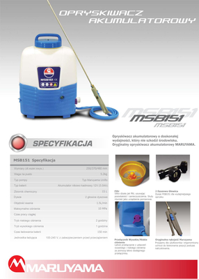 MARUYAMA MSB151 BATTERY BACKPACK PRESSURE PISTON SPRAYER