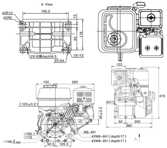 LONCIN G270F-C PETROL ENGINE 9 hp Shaft 25.4 mm MOTOR HONDA GX270 - EWIMAX - OFFICIAL DISTRIBUTOR - AUTHORIZED LONCIN DEALER
