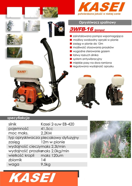 KASEI 3WFB-16 SPRINKLER SPRINKLER FOR GARDEN ORCHARD DISINFECTION 14L + GRANULATE APPLICATOR WITH SUPPORT PUMP 12m