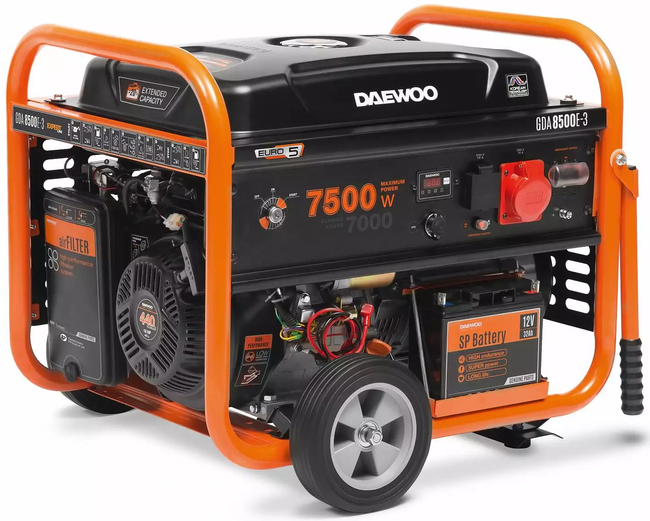DAEWOO GDA 8500E-3 GENERÁTOR GENERÁTOR SE STARTÉREM 1x16A 230V, 1x16A 380V AVR POWER 7,5kW - OFICIÁLNÍ DISTRIBUTOR - AUTORIZOVANÝ PRODEJCE DAEWOO