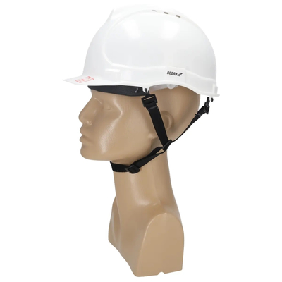 DEDRA BH1087 White Construction Safety Helmet with a 4-point strap, work helmet