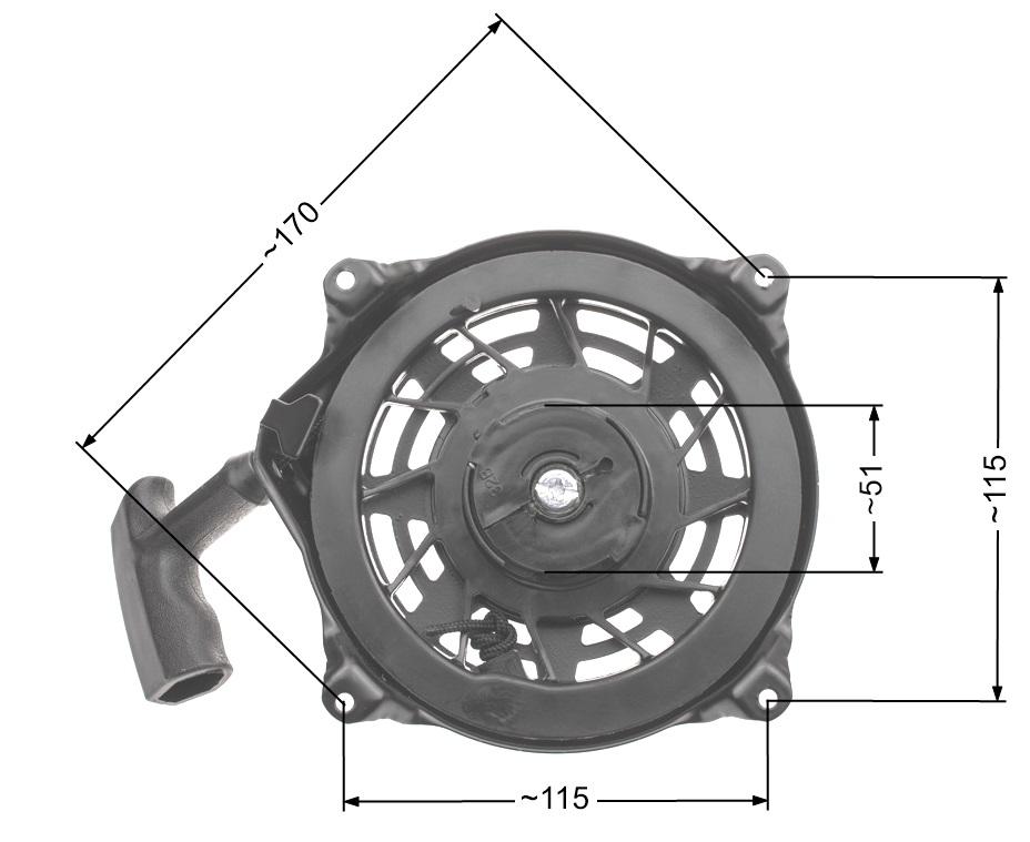 Rozrusznik B&S Quantum 497680 NZ545 - wymiary poglądowe