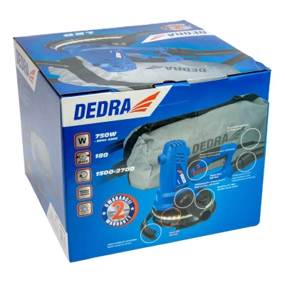 RUČNÍ BRUSKA NA SÁDRU DEDRA DED7764 750W, KOTOUČ 180MM, NA SÁDRU, S ODSÁVÁNÍM PRACHU
