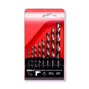 DEDRA WMS08 Set of 8 HSS 4341 135° metal drill bits, 3–10 mm, twist-drill set