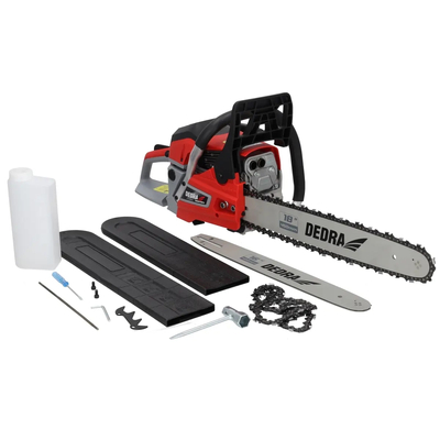 DEDRA DED8718P2 Gas-Powered Chain Saw, 2.4 kW, 58cc, 16/18" Wood-Cutting Chainsaw