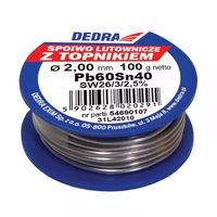 DEDRA 31L42010 Pájka s tavidlem Pb60Sn40, 2,0 mm, 100 g, pájecí slitina s obsahem cínu 40 % Sn