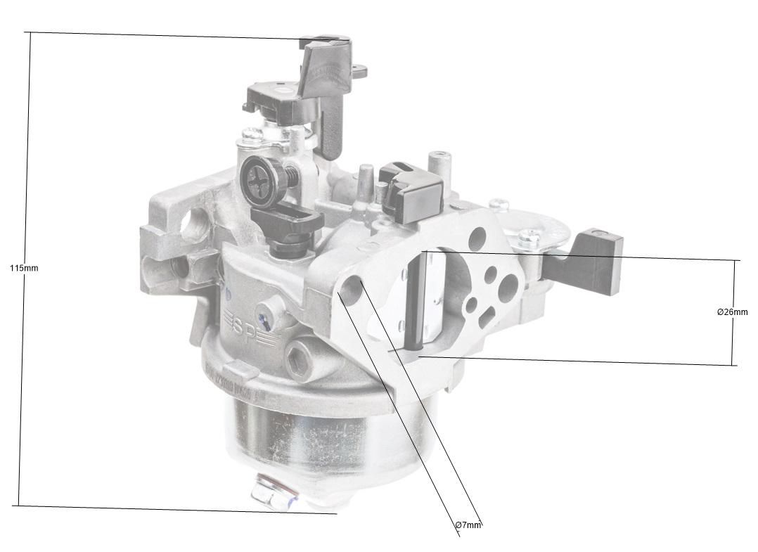 Wymiary gaźnika Rato R300 – rzut 2