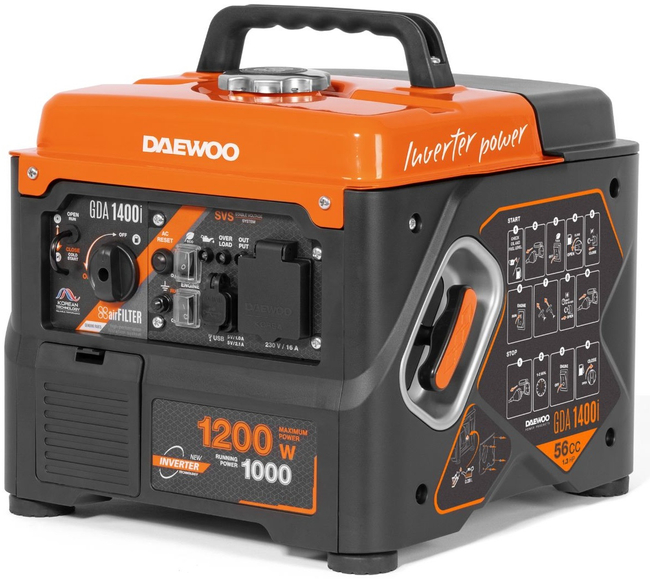 DAEWOO GDA 1400i Invertorový generátor 230V 1,2kW - OFICIÁLNÍ DISTRIBUTOR - AUTORIZOVANÝ PRODEJCE DAEWOO