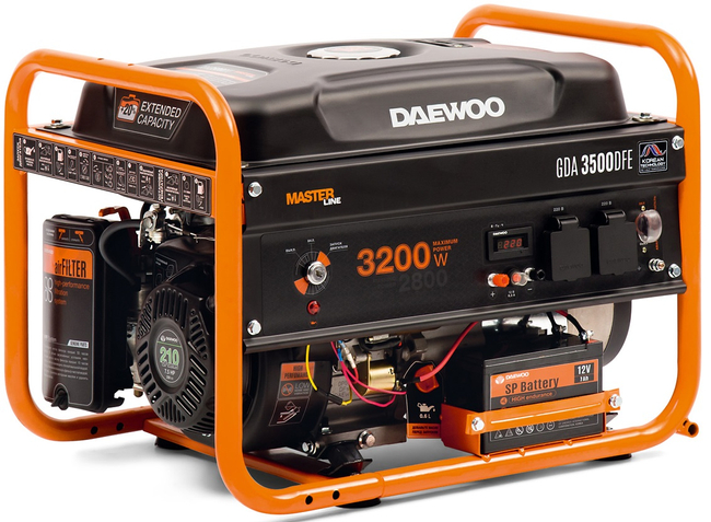DAEWOO GDA 3500 DFE AGREGAT GENERATOR PRĄDOTWÓRCZY LPG / BENZYNA 2x16A, MOC 3,5kW  - OFICJALNY DYSTRYBUTOR - AUTORYZOWANY DEALER DAEWOO