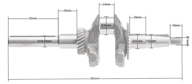 Klikový hřídel zametacího stroje Loncin G200F ZM02 ZM04 ORIGINÁLNÍ DÍL 130290097-0001