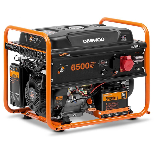DAEWOO GDA 7500E-3 AGREGAT GENERATOR PRĄDOTWÓRCZY Z ROZRUSZNIKIEM 1x16A 230V, 1x16A 380V MOC 6,5kW  - OFICJALNY DYSTRYBUTOR - AUTORYZOWANY DEALER DAEWOO
