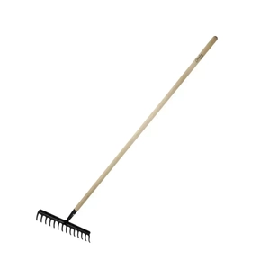 DEDRA 80C052 16-tine reinforced steel garden rake for leaves and grass, beechwood handle