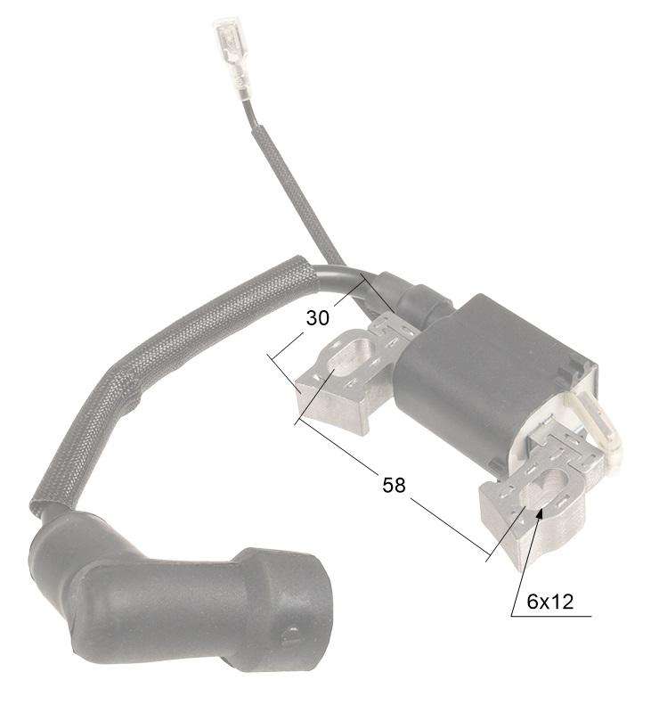 Moduł zapłonowy Loncin LC1P65FE-2 – wymiary montażowe 58 mm, 6×12 mm