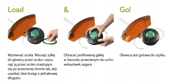 OLEO-MAC LOAD&GO 130mm x 3mm EXTRALIFE M10x1.25 LHF BLADING HEAD s kovovým knoflíkem EFCO 63129015 - OFICIÁLNÍ DISTRIBUTOR - AUTORIZOVANÝ PRODEJCE OLEO MAC